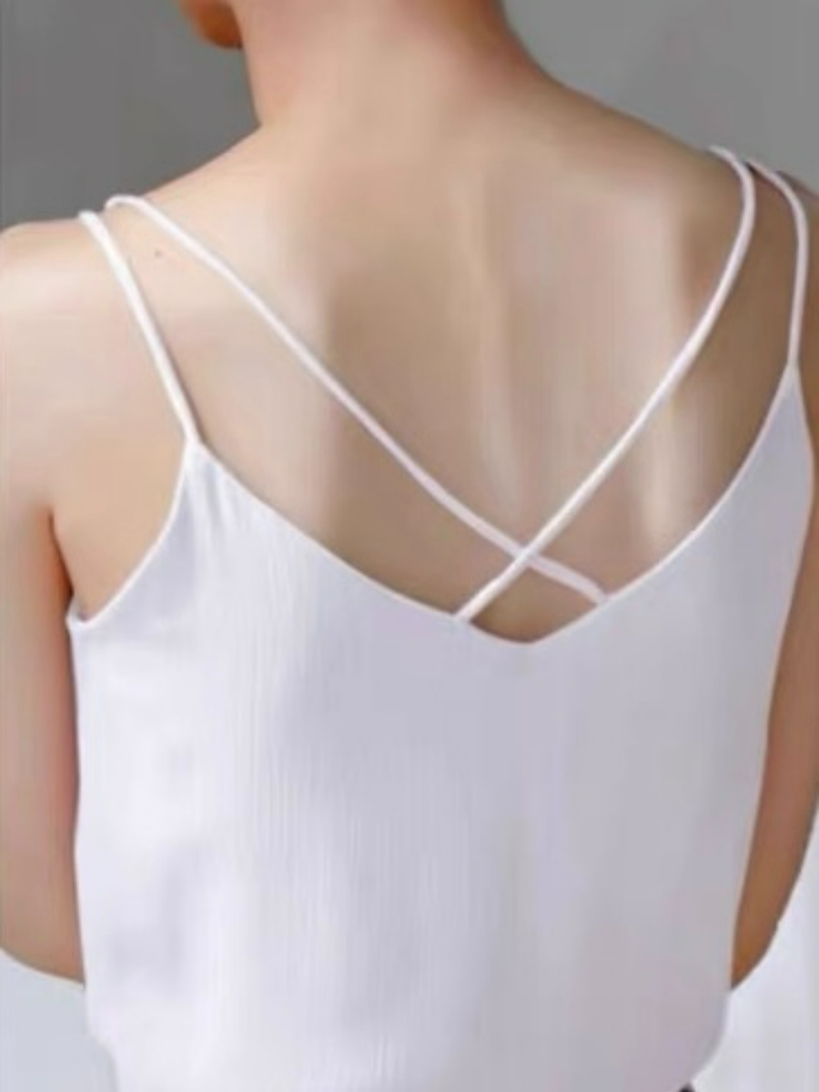 Drune Cross-Back Textured Chiffon Top