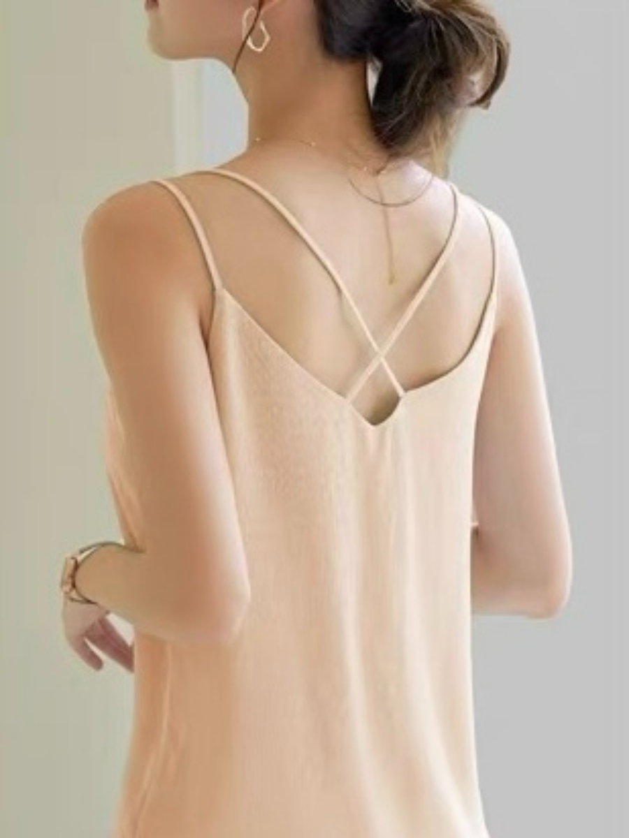 Drune Cross-Back Textured Chiffon Top