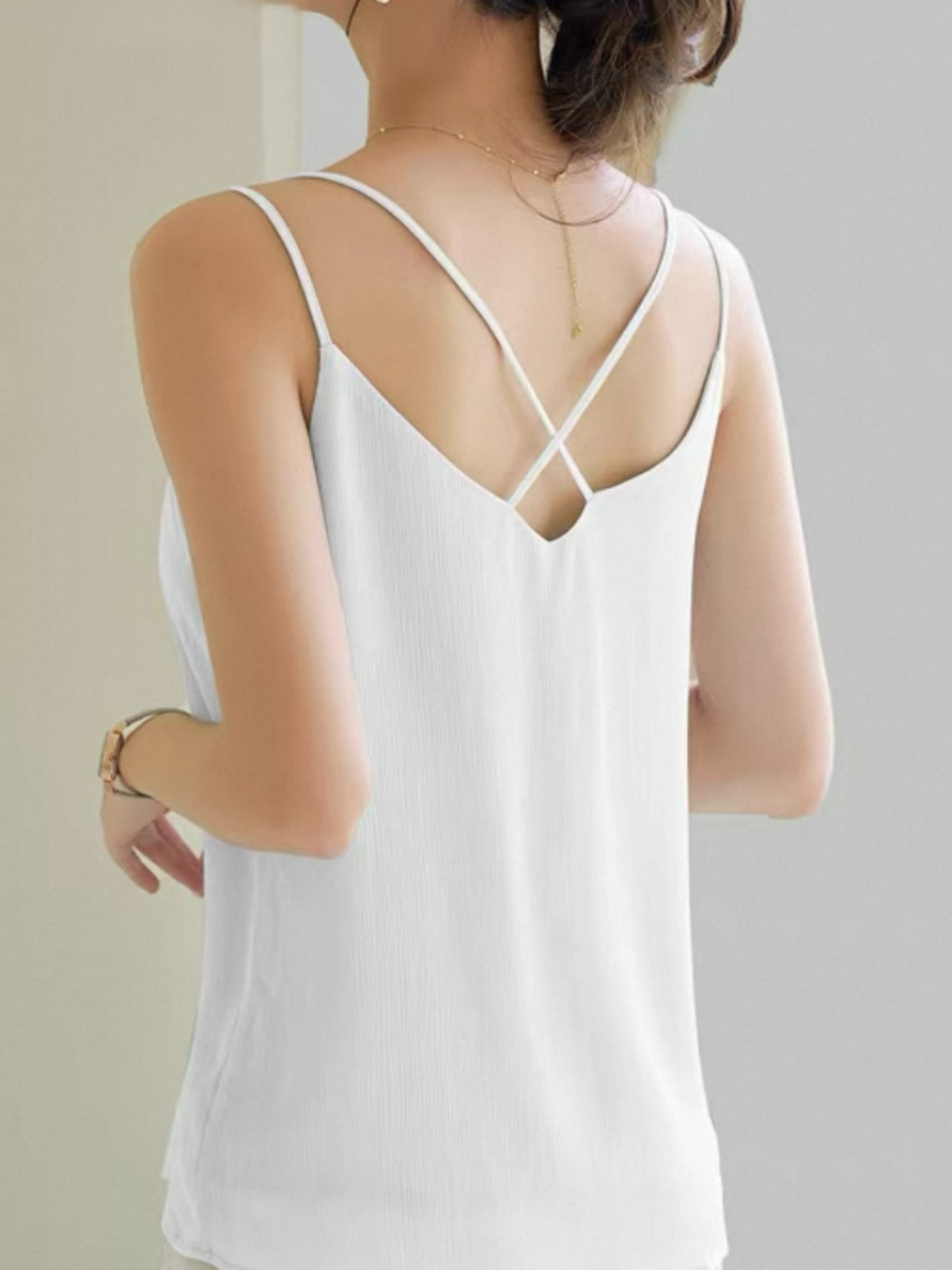 Drune Cross-Back Textured Chiffon Top