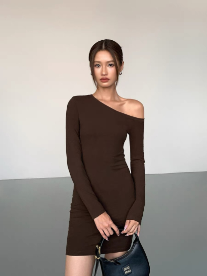 Jhene One Shoulder Mini Dress-The Black Bow-