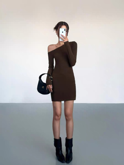 Jhene One Shoulder Mini Dress-The Black Bow-