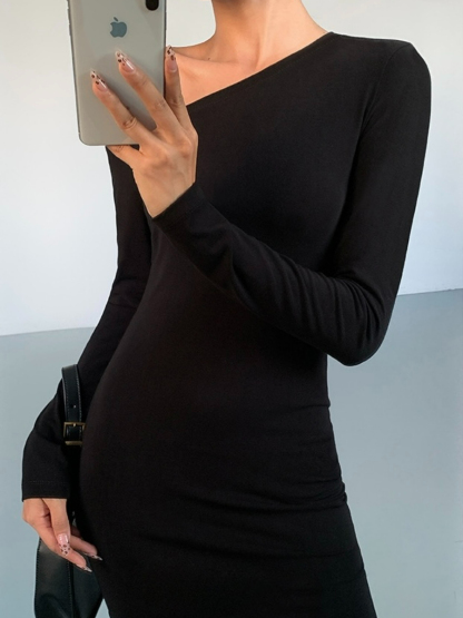 Jhene One Shoulder Mini Dress-The Black Bow-