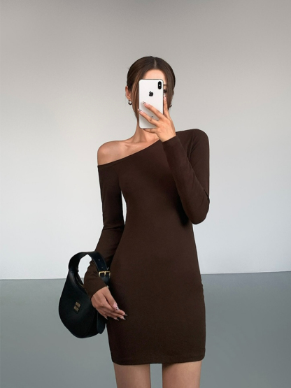 Jhene One Shoulder Mini Dress-The Black Bow-