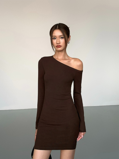 Jhene One Shoulder Mini Dress-The Black Bow-