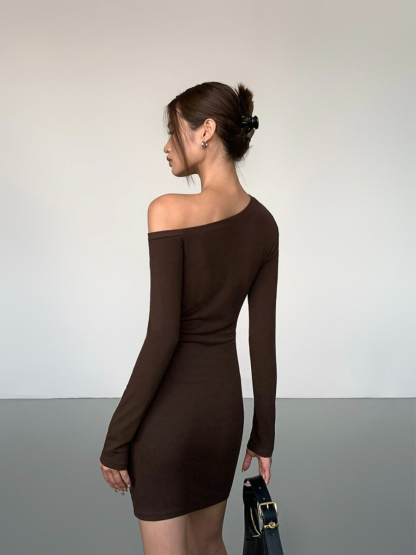 Jhene One Shoulder Mini Dress-The Black Bow-