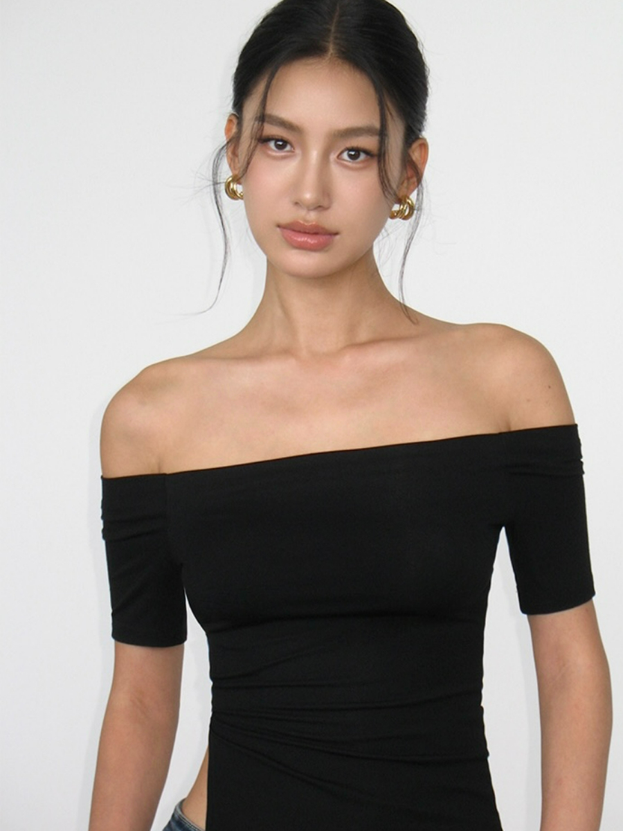 Jaja One Shoulder Asymmetric Knit Top-The Black Bow-