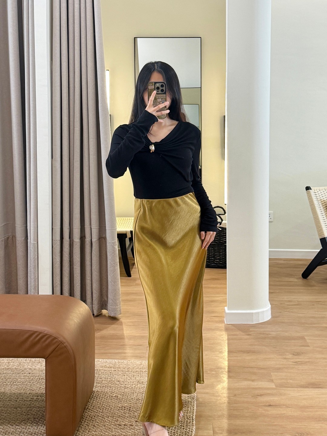 【Elegant Minimalist】Metal Detail Top + Satin Skirt (Order Separately)