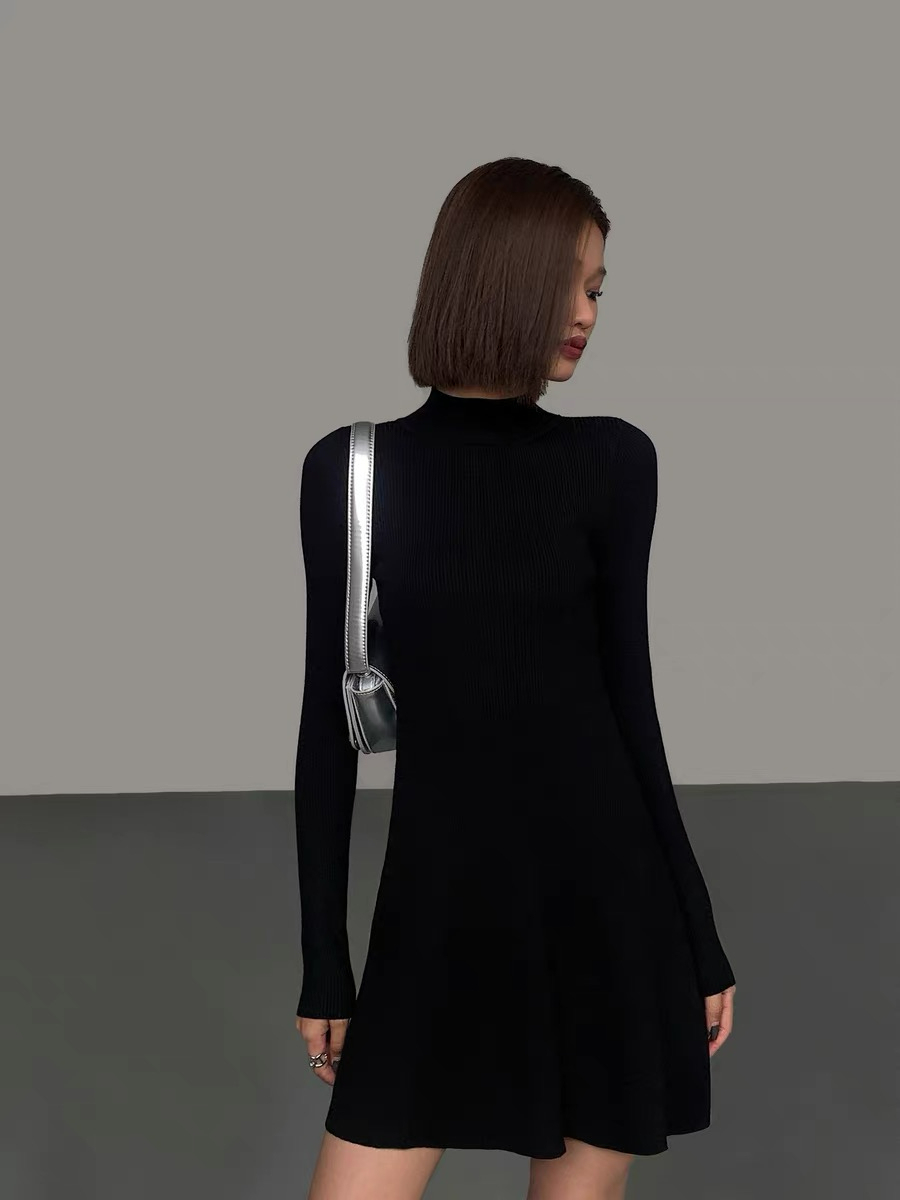 Joan High Neck Mini Dress-The Black Bow-