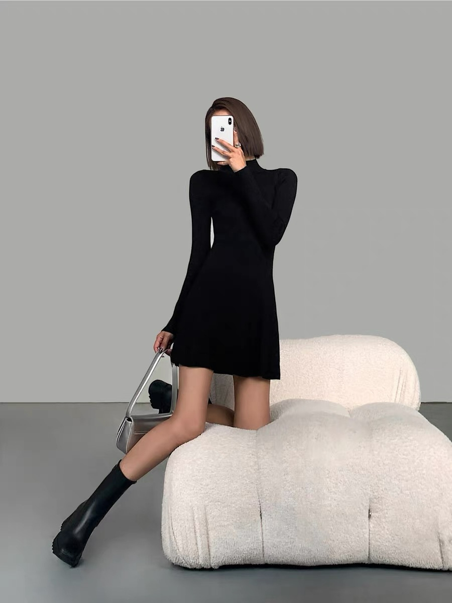 Joan High Neck Mini Dress-The Black Bow-