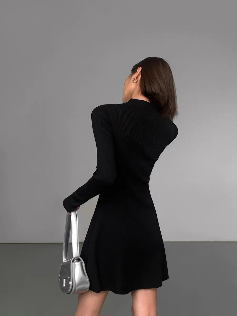 Joan High Neck Mini Dress-The Black Bow-
