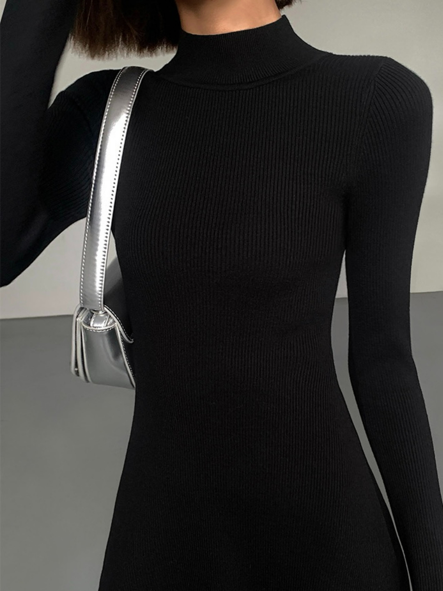 Joan High Neck Mini Dress-The Black Bow-