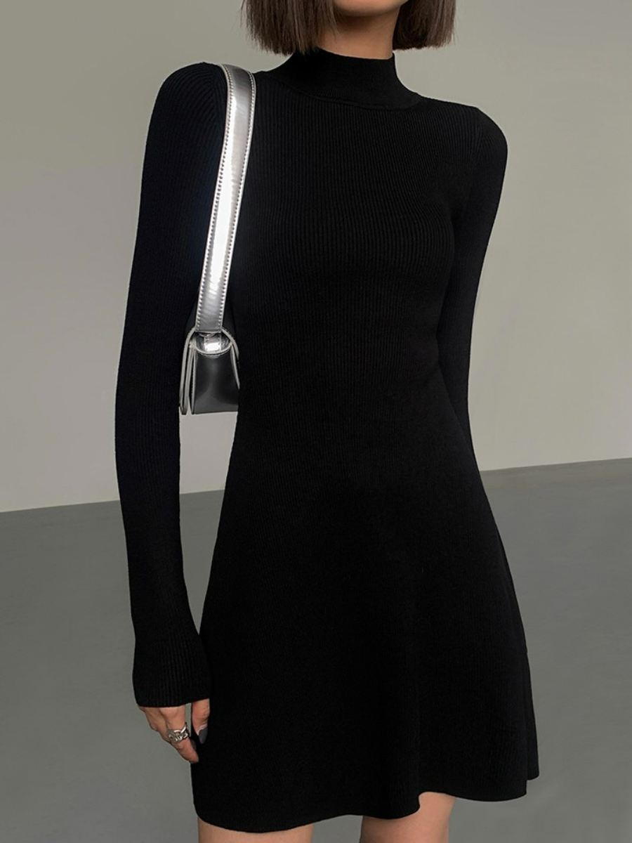 Joan High Neck Mini Dress-The Black Bow-