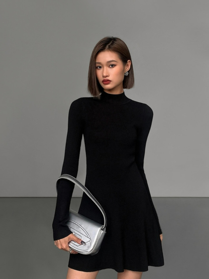 Joan High Neck Mini Dress-The Black Bow-