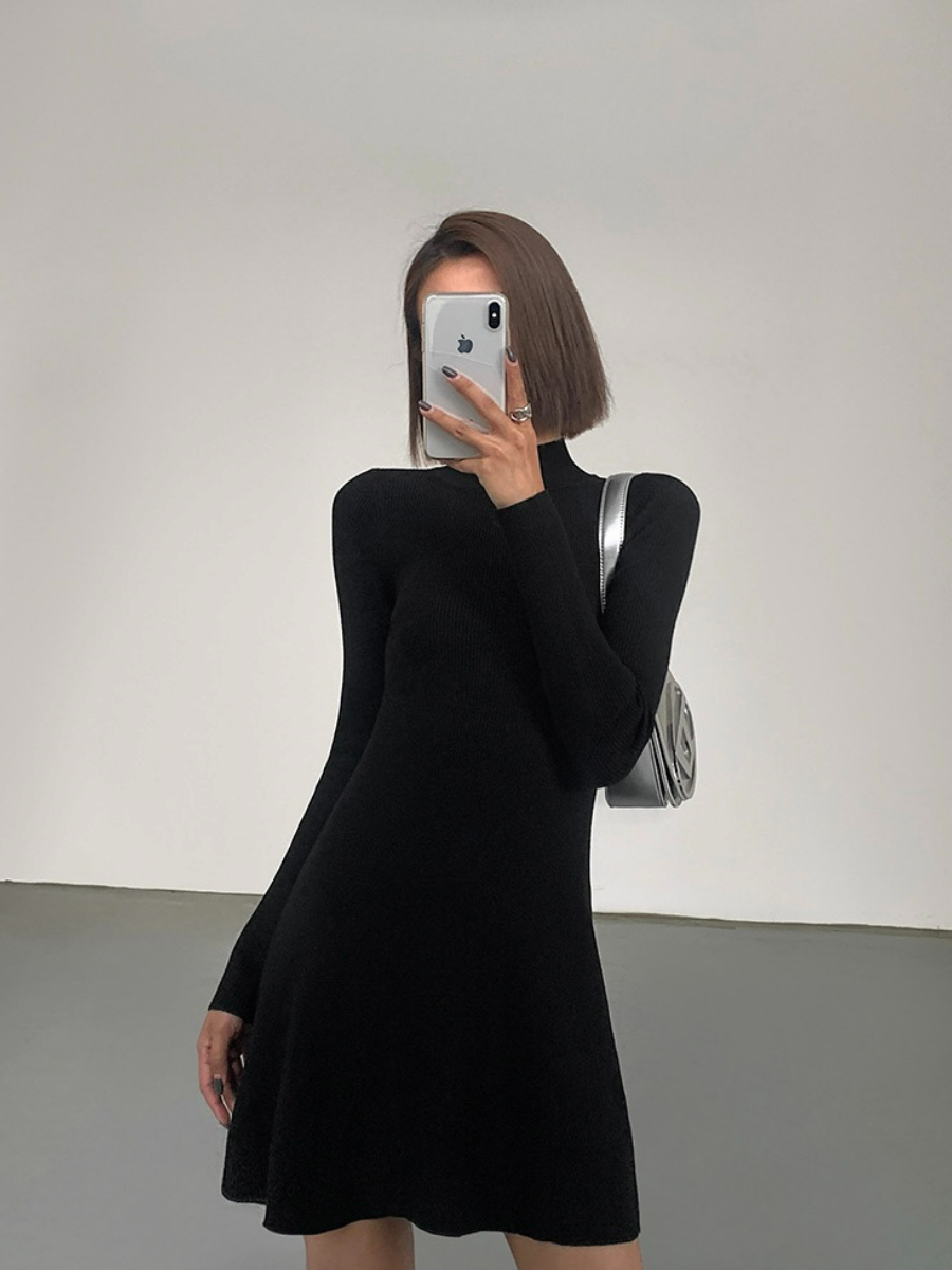 Joan High Neck Mini Dress-The Black Bow-