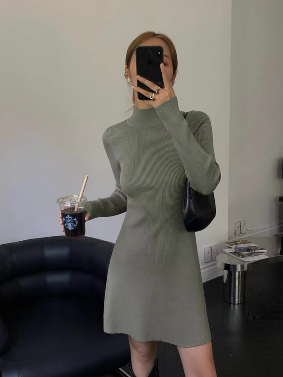 Joan High Neck Mini Dress-The Black Bow-