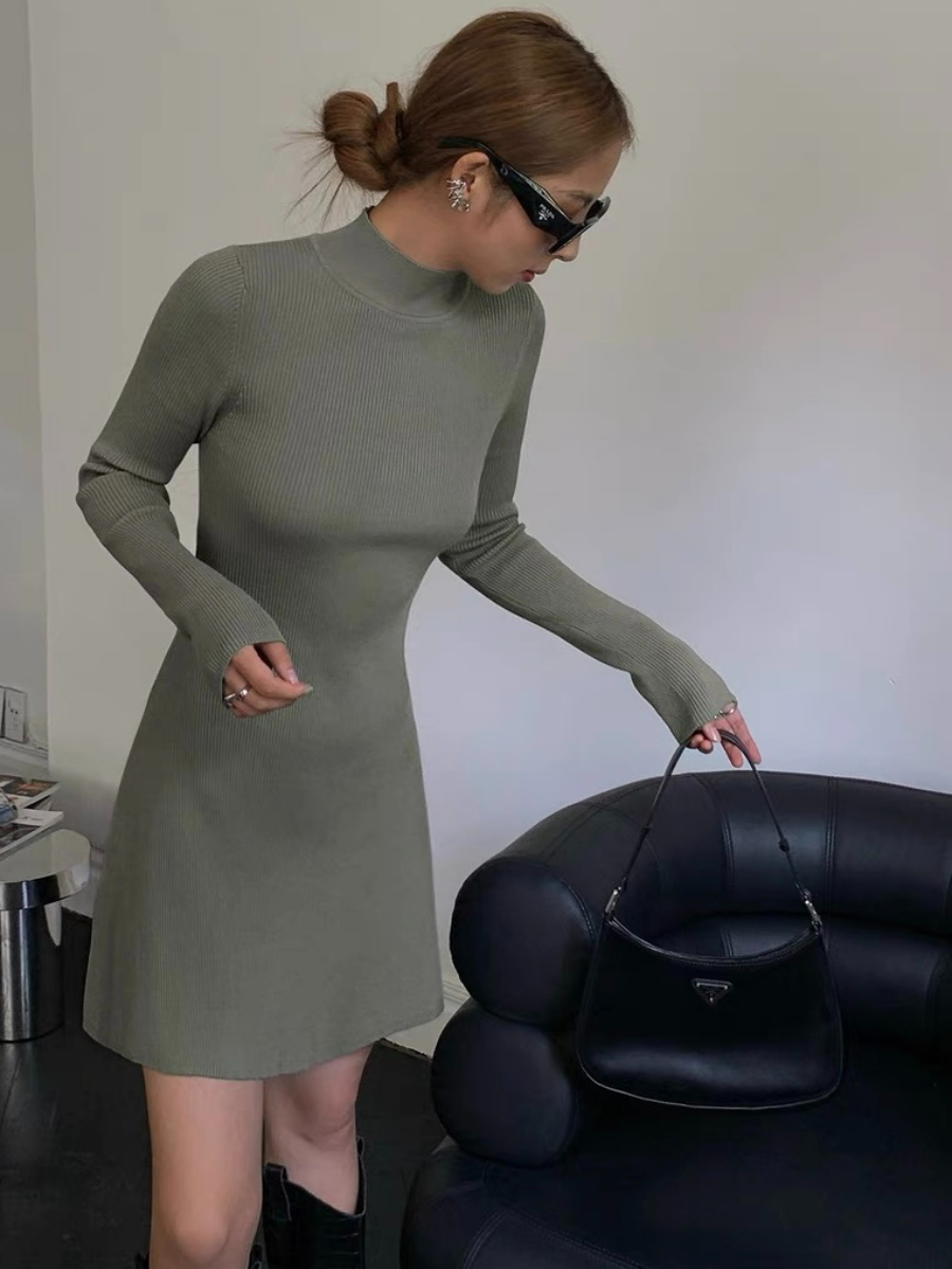 Joan High Neck Mini Dress-The Black Bow-