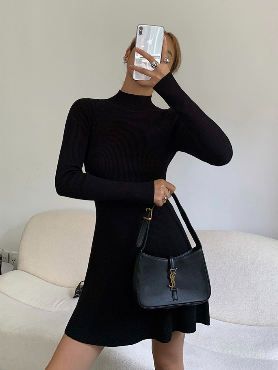 Joan High Neck Mini Dress-The Black Bow-