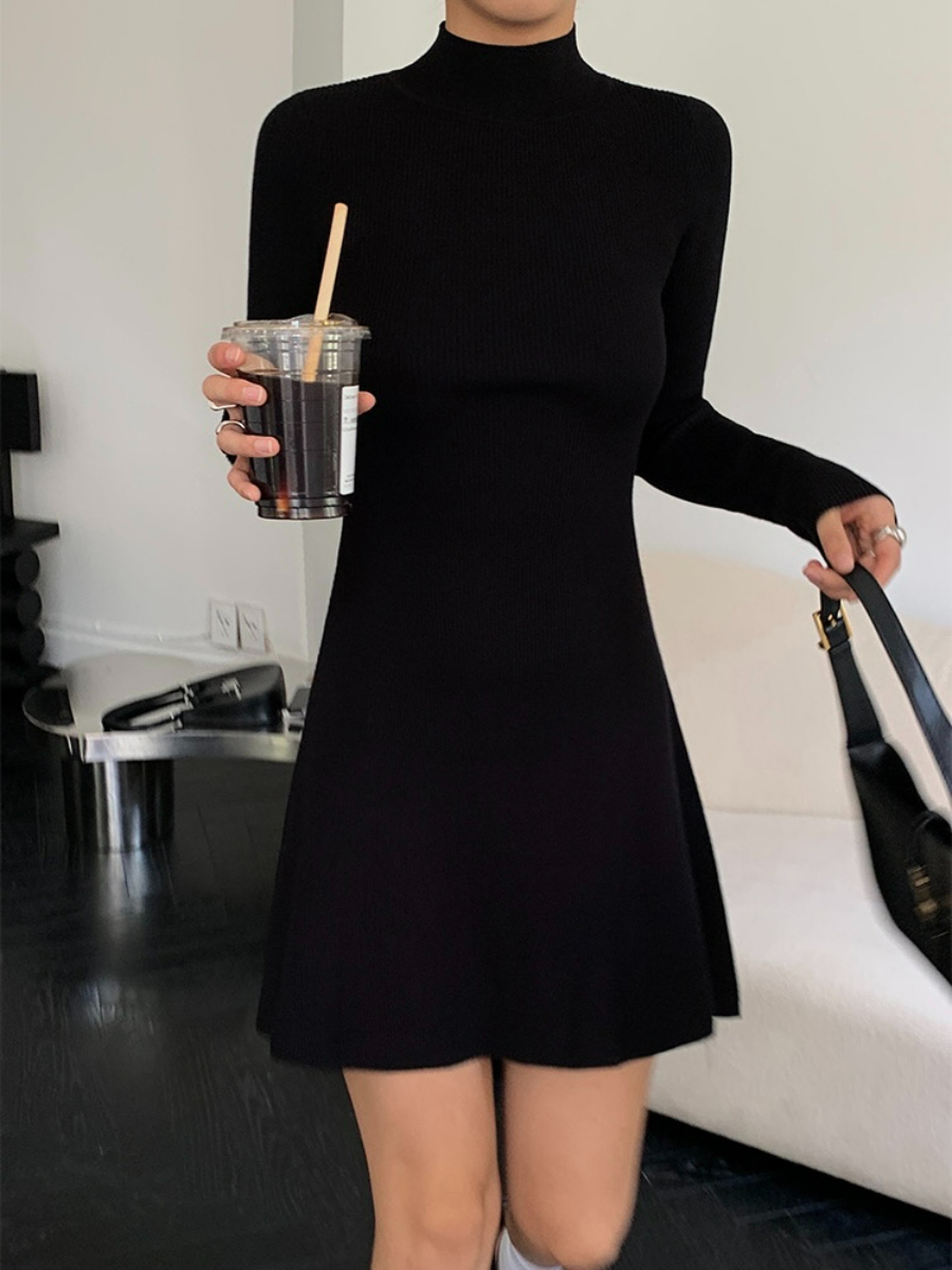 Joan High Neck Mini Dress-The Black Bow-