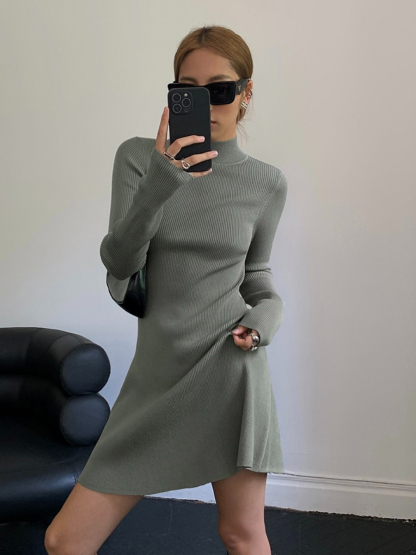 Joan High Neck Mini Dress-The Black Bow-
