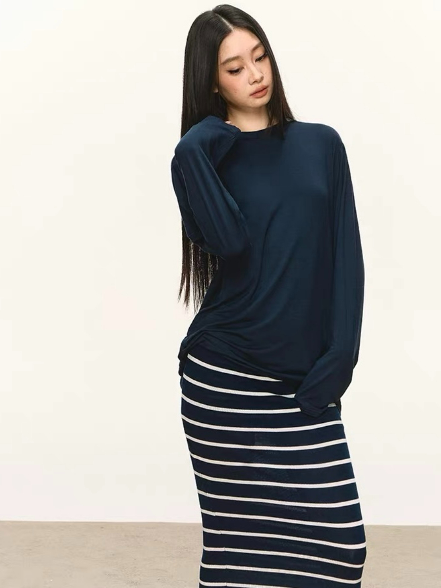 Olivia Long Sleeve Top & Stripe Skirt (Sold Seperately)