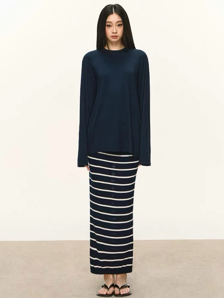 Olivia Long Sleeve Top & Stripe Skirt (Sold Seperately)