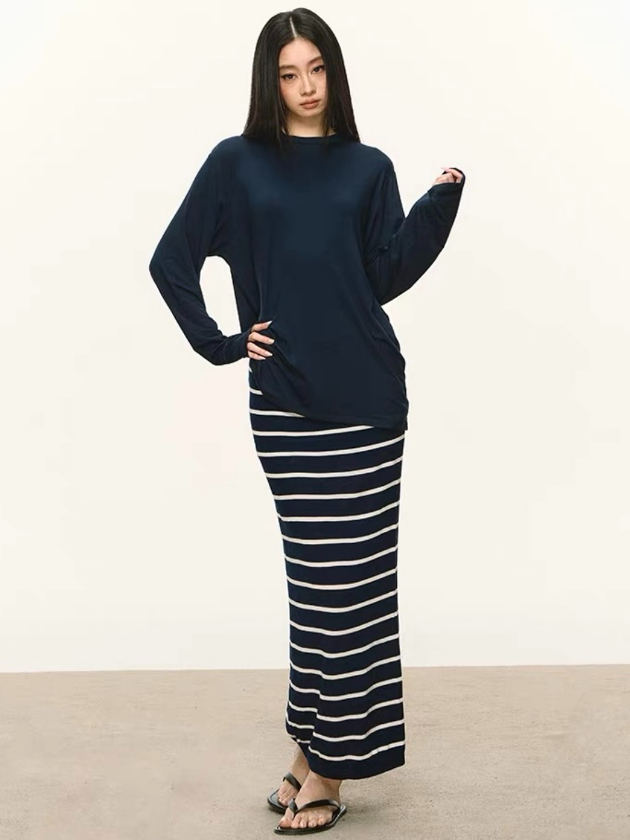 Olivia Long Sleeve Top & Stripe Skirt (Sold Seperately)
