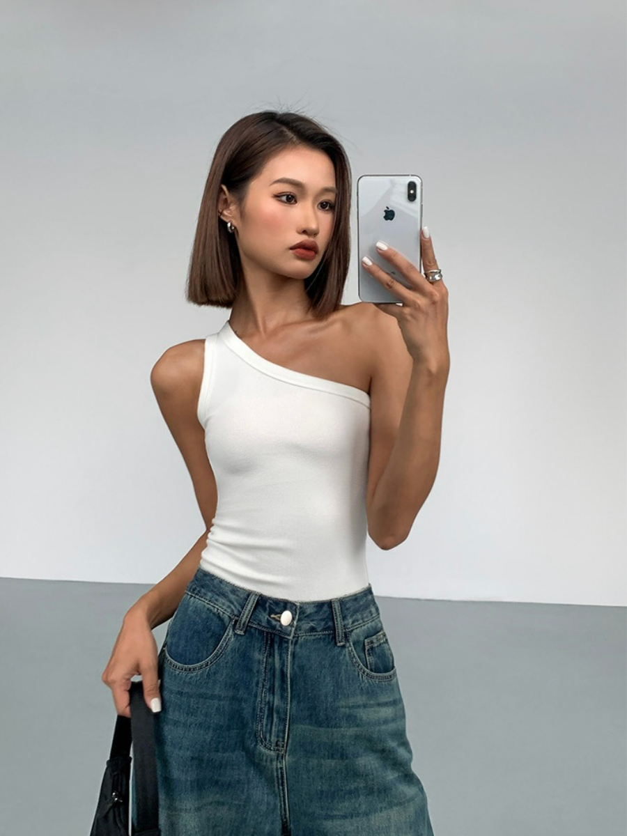 Jen One Shoulder Knit Top-The Black Bow-