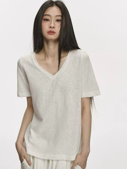 Olive Semi Sheer V-Neck Tee
