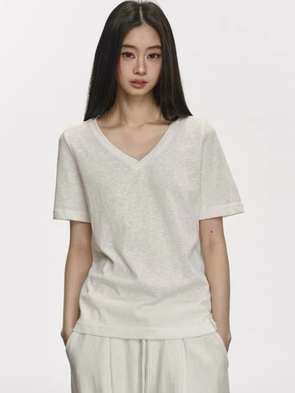 Olive Semi Sheer V-Neck Tee