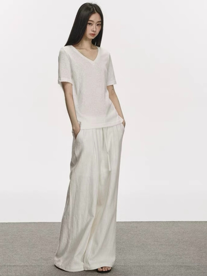 Olive Semi Sheer V-Neck Tee