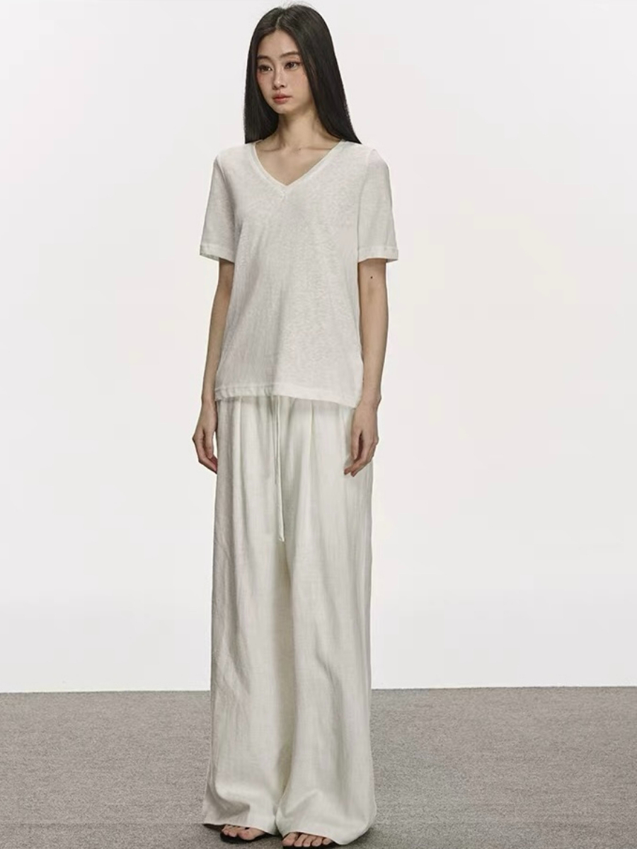 Olive Semi Sheer V-Neck Tee