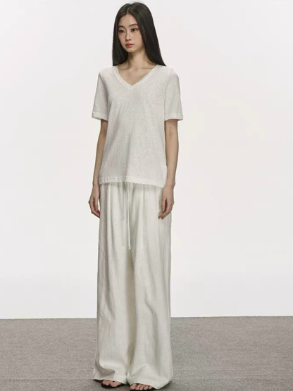 Olive Semi Sheer V-Neck Tee