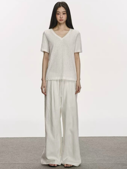 Olive Semi Sheer V-Neck Tee