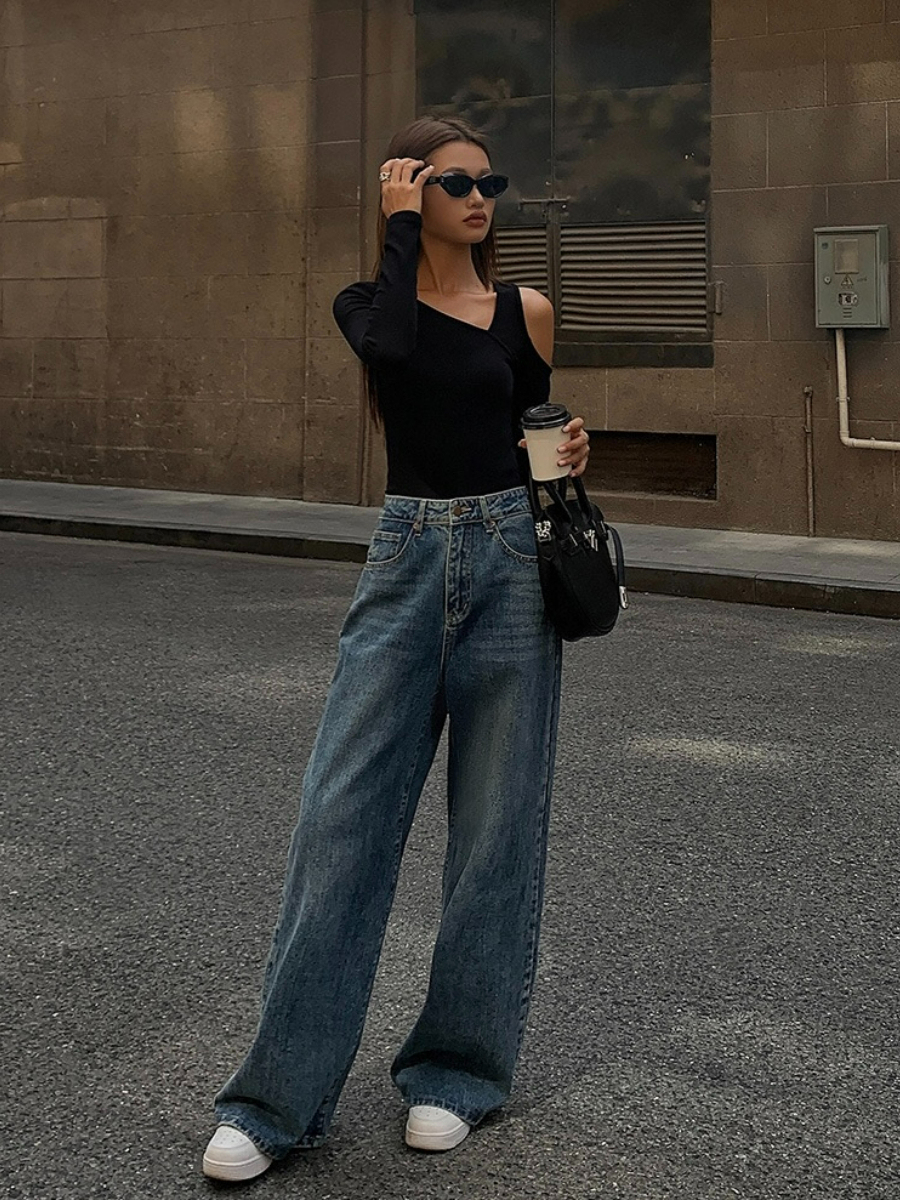 Judy Cold Shoulder Asymmetric Top-The Black Bow-