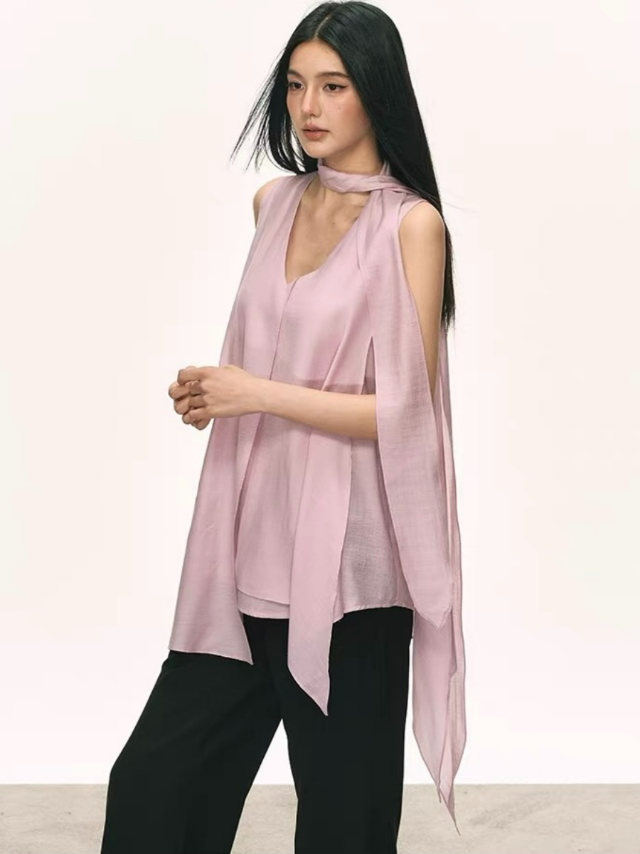 Odette Flowy Sleeveless Top with Tie