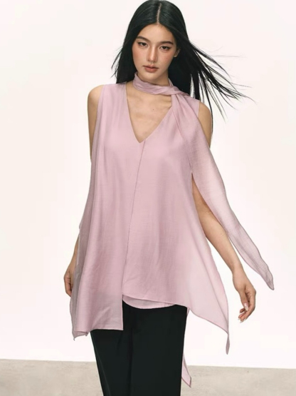 Odette Flowy Sleeveless Top with Tie