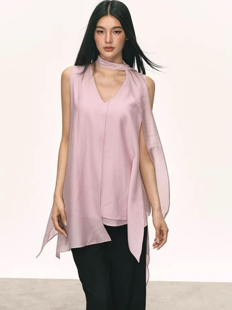 Odette Flowy Sleeveless Top with Tie