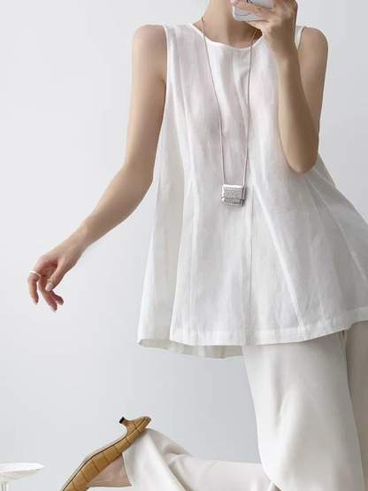 Xandele Sleeveless Linen Cotton Top-The Black Bow-