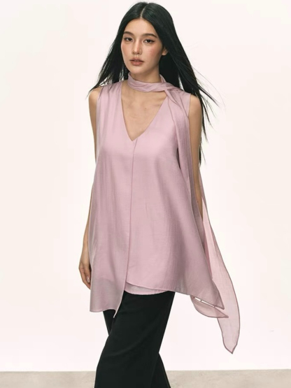 Odette Flowy Sleeveless Top with Tie