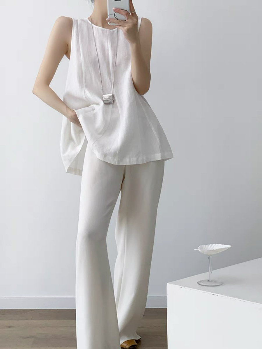 Xandele Sleeveless Linen Cotton Top-The Black Bow-