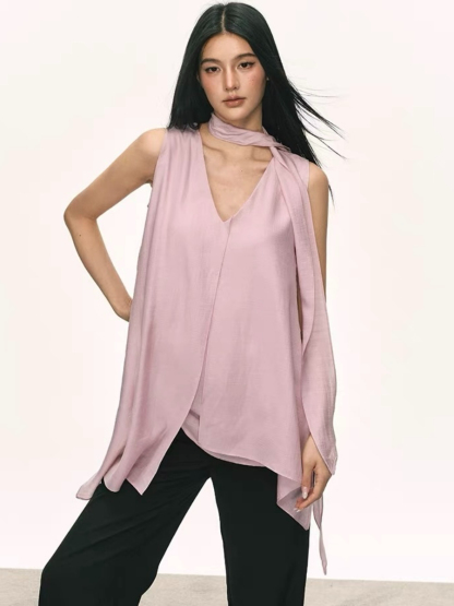 Odette Flowy Sleeveless Top with Tie