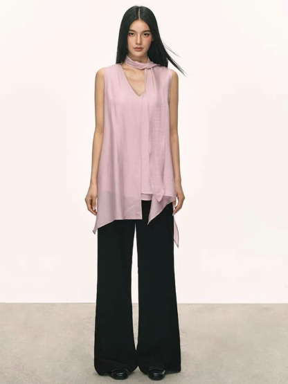 Odette Flowy Sleeveless Top with Tie