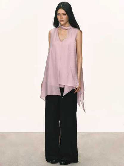 Odette Flowy Sleeveless Top with Tie