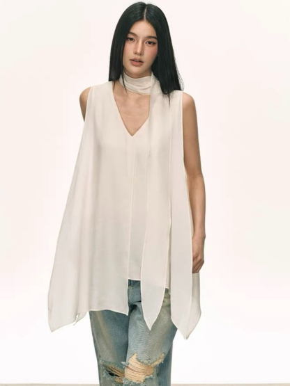 Odette Flowy Sleeveless Top with Tie