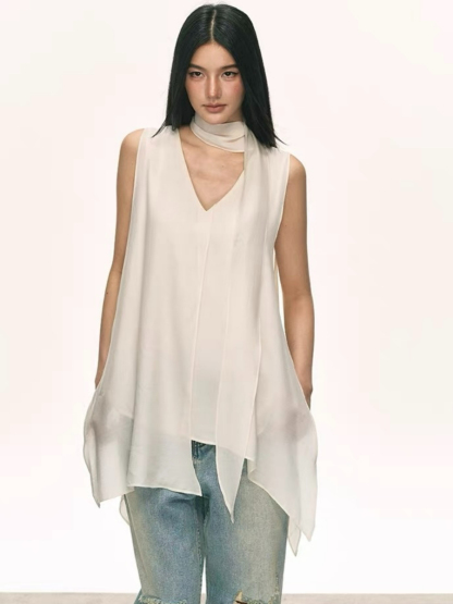 Odette Flowy Sleeveless Top with Tie