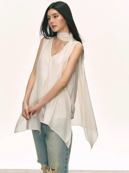 Odette Flowy Sleeveless Top with Tie