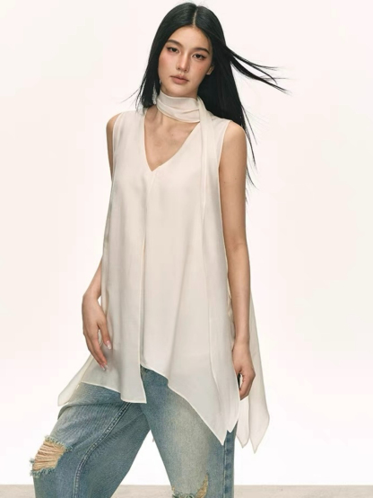 Odette Flowy Sleeveless Top with Tie