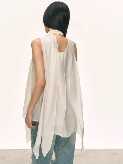 Odette Flowy Sleeveless Top with Tie