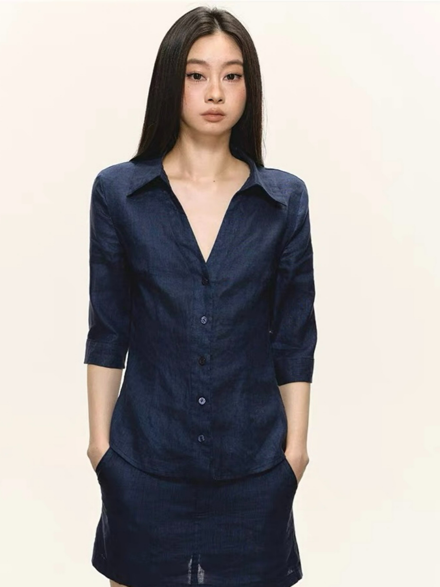 Delanie Linen Shirt & Skirt Set