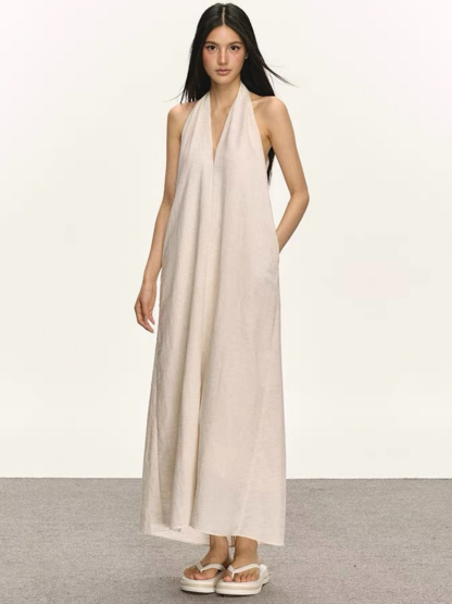 Odessa V-Collar Tencel Linen Maxi Dress